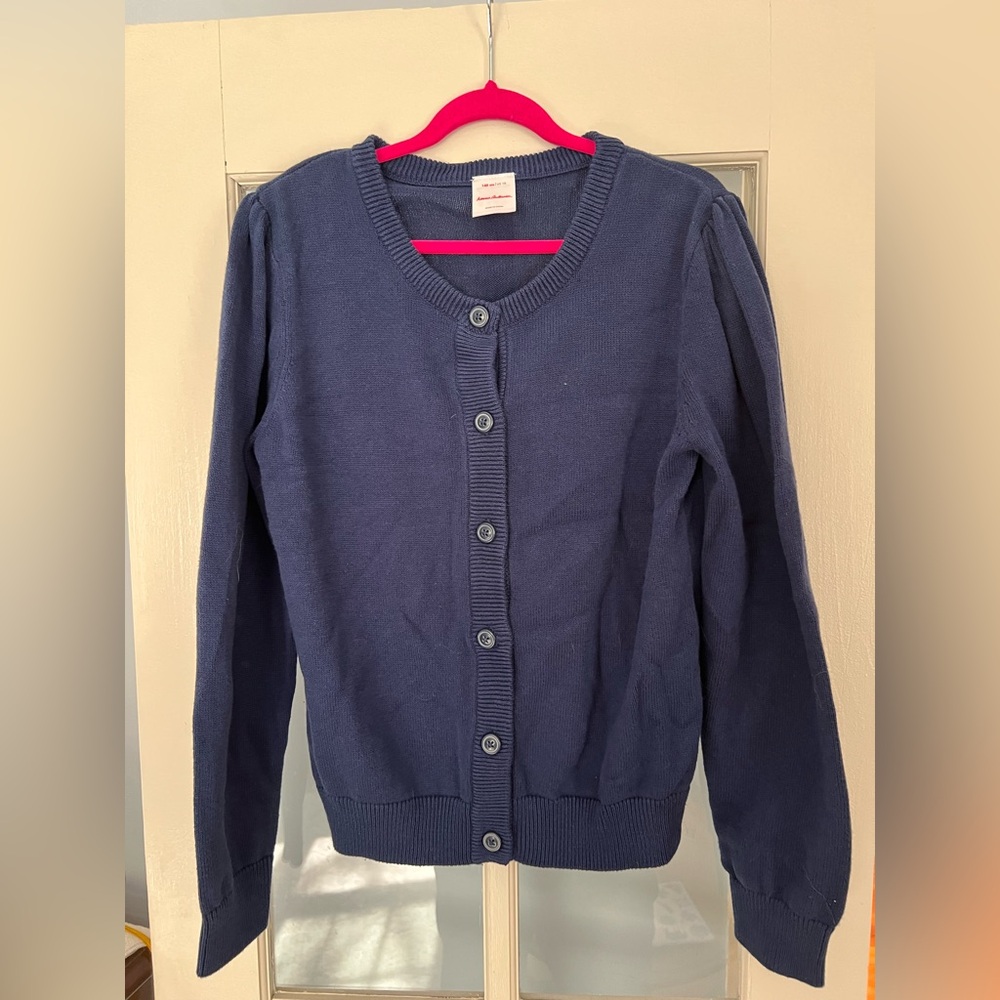 Hanna Andersson Deep Blue Knit Cardigan Top - Girls size 140/ 10